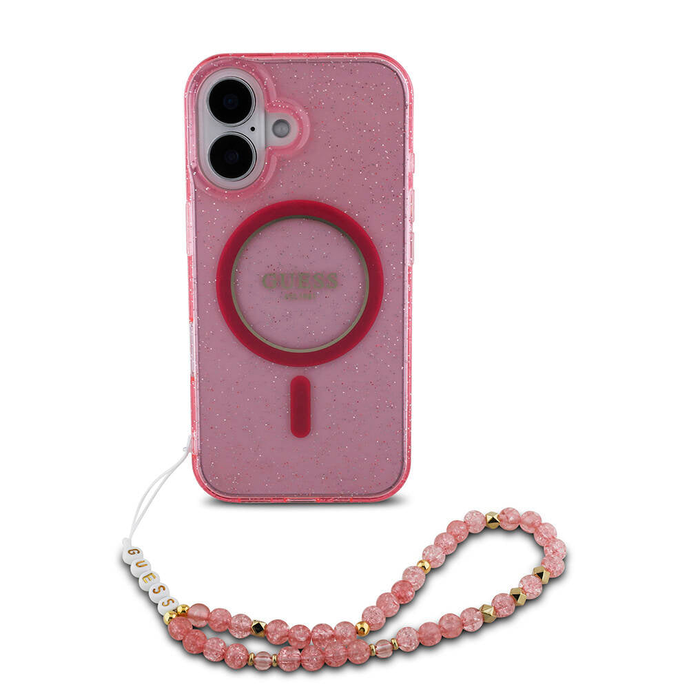 Guess iPhone 16 Orjinal Lisanslı Magsafe Şarj Özellikli Simli Silikon İnci Bileklikli Telefon Kılıfı - 15 Guess iPhone 16 Orjinal Lisanslı Magsafe Şarj Özellikli Simli Silikon İnci Bileklikli Telefon Kılıfı - 15